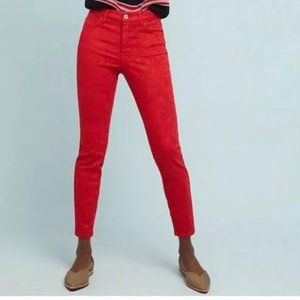 Anthropologie Pilcro Red Floral Skinny High-Waist Jean 27